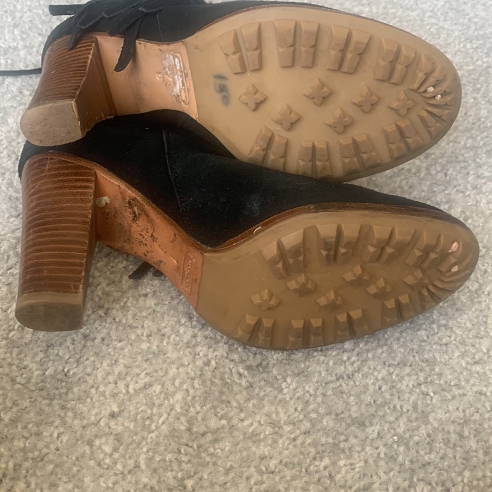 Coach Suede Black Ankle Booties with Gold Eyelets - Picture 4 of 4